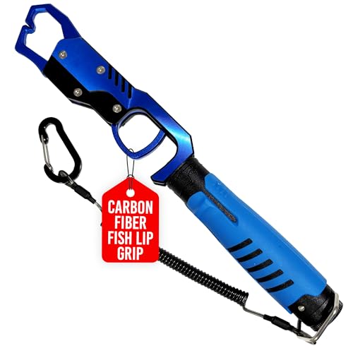 Rite Angler Carbon Fiber Fish Lip Grip for Fishing - Ergonomic Handle, Spring-Loaded, Corrosion-Resistant Grabber Tool - Fishing Gripper, Saltwater Fish Clamp Grips