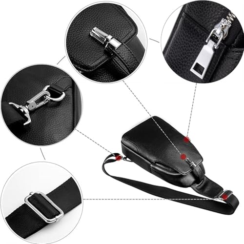 Vintage Leather Sling Bag Backpack for Men Crossbody Shoulder Chest DayPack Backpacks - color: #93black