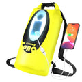 FELICON Waterproof Dry Bag Backpack, 20L, Neon Yellow | Bluetooth Speaker, Roll Top Floating Sack, Solar & USB-C Powered Emergency Charger, RGB Light - color: Neon Yellow, size: 20L