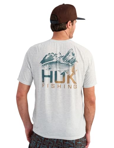 HUK Men's Drift Short Sleeve Lightweight Jersey Crew, Performance Fishing Shirt with UPF Sun Protection - color: Harbor Mist Heather, size: X-Large