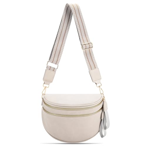 oscaurt Leather Crossbody Bag Bum Bag for Women Large Sling Bag Cross Body Purse Shoulder Handbag Fanny Pack - color: Gray, size: Large