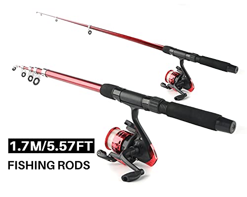 Telescopic Fishing Rod Reel Combo 2pcs 5.9FT/6.89FT Collapsible Fishing Pole Spinning Reel Lures Tackle Bag All-in-one Fishing Gear Fishing Rod Kit for Beginner Youth Adults Kids