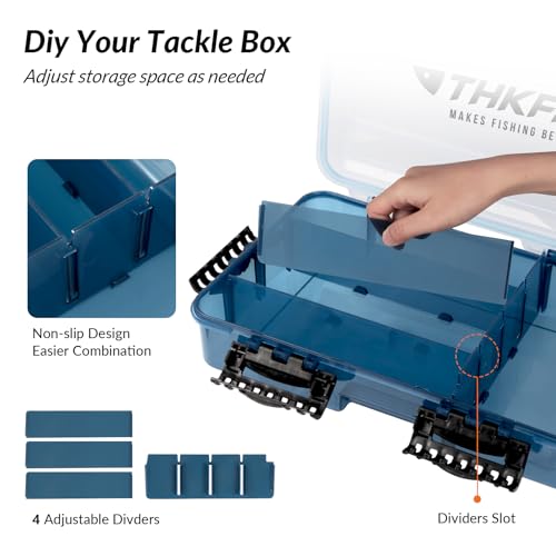 THKFISH Fishing Tackle Box 3600 Tackle Tray Floating Fishing Lure Box Storage Organizer Small Plastic Box with Adjustable Dividers,Sun-proof 2PCS - color: 2PC-3700 deeper tackle box