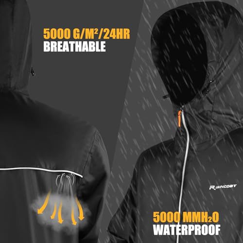 SOPPY Waterproof Rainsuit Jacket Pants Suits, Hooded Rain Jacket with Trousers, Packable Raincoat Sets with Carrying Bag - color: Black-m, size: Medium