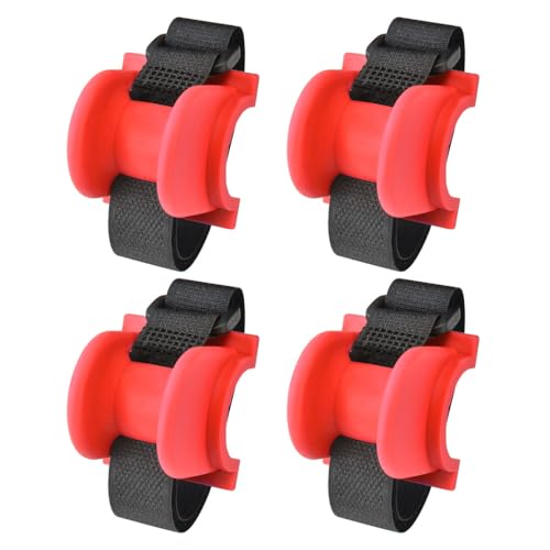 MiOYOOW 4PCS Fishing Rod Holders for Railings, Portable Fishing Pole Holders for Bridge Railings Ship Railings Seaside Guardrails - color: Arc bottom red