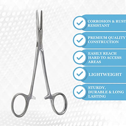 A2ZSCILAB Mosquito Hemostat Locking Forceps 5inch Straight with Full Serrated Jaws Ideal for Clamping Fishing Firefighters Nurses Doctors More Silver - color: Silver