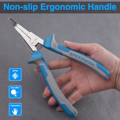 SPEEDWOX 8" Special Lock Ring Pliers With Hole Bent Jaw Tips C-Clip Retaining Snap Angle Circlip Pliers for Ring Remover Automatic Transmissions Transfer Case - style: 8" Bent Jaw with Hole