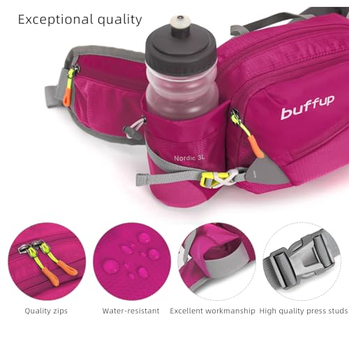 Lightweight Sports Fanny Pack with Bottle Holder,Waist Pack for Hiking,Running,Cycling & Outdoor Adventures (Red) - color: Red
