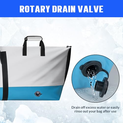 THKFISH Fish Cooler Bag Insulated Fish Kill Bag for Caught Fishing, 60x20x9in Waterproof Fishing Catch Bags with Smooth Water-Resistant Zipper Keep Ice-Cold & Fresh Over 48H - color: GREY--60"*20"*9"