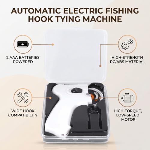 Automatic Fishing Hook Tier Tool - Fast Electric Hook Line Tying Device Machine with PC ABS Shell for Fishing Hooks and Lures (Battery Powered)