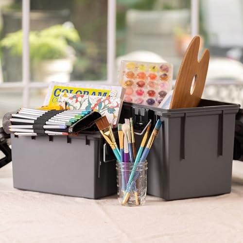 Sheffield 12755 Storage Bins With Lids, 2-Pack Stackable Storage Bins, Made in USA, Lockable and Water-Resistant Containers with Lids, Plastic Containers for Home, Classroom, and Dorm - color: Gray, size: Combo