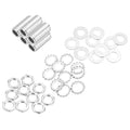MECCANIXITY 35Pcs 0.8" Lamp Pipe Nipples Kit with Hex Nuts Washers, 1/4IP All Threaded 1/2" Outer Diameter Lamp Rod Hollow Tube Fasteners for Lamp Assembly Chandelier DIY Repair, Silver - size: 0.8"x1/4IP