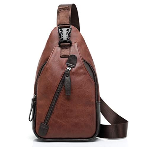 Hebetag Leather Sling Bag Crossbody Backpack for Men Women Travel Outdoor Camping - color: #23brown