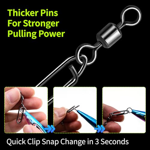 9KM DWLIFE Fishing Speed Clips 50Pcs Quick Change Fishing Swivels & Snaps Fishing Speed Clips Barrel Swivels Fishing Tackle Saltwater Fishing - size: 1/0#