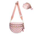 Checkered Crossbody Bag Bum Bags for Women, Spacious Nylon Fanny Packs Belt Wallet (pink checkered) - color: pink checkered
