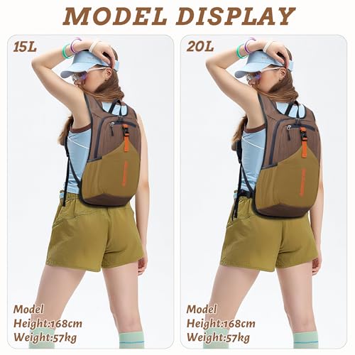 BECOJADDE 15L Small Hiking Backpack for Men Women Foldable Packable Back Pack Ultralight Hiking Daypack for Travel Camping Outdoor, Chocolate Brown - color: Chocolate Brown, size: 15L