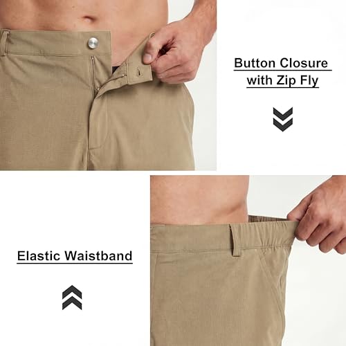 Mens Cargo Shorts - Lightweight Relaxed Fit - Tactical Work Shorts for Men,Stretch Quick Dry Fishing Hiking - color: Khaki, size: 34