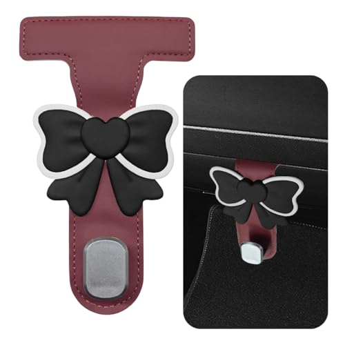 YoRise Car Co-Pilot Glovebox Hooks, Anti-Scratch Leather Car Storage Hanger for Handbag Purse Umbrella, Universal Self-Adhesive Vehicle Interior Organizer Accessories for SUV Truck (Red) - color: Red