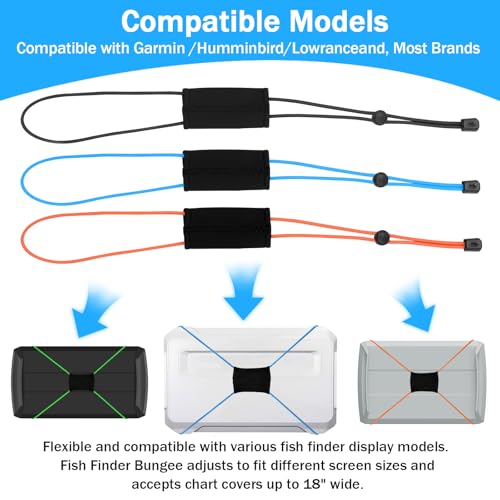 Thickened Fishing Finder Cover Straps, Adjustable Fish Finder Bungee for Securing Graph Cover for Travel - color: Black,Blue,Orange