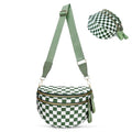 Nylon Crossbody Bum Bag for Women, Checkered Sling Fanny Pack with Adjustable Shoulder Strap Belt (GREEN CHECKERED) - color: GREEN CHECKERED