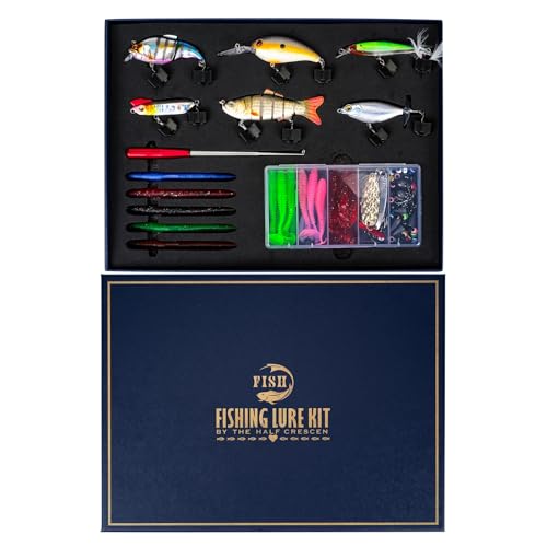 104PCS Fishing Lures Kit, Fishing Gear & Accessories with Premium Gift Box | Glide Bait , Hooks,Weights, Fish Hook Remover,Hard & Soft Baits for Bass Trout Pike Salmon for Dad - style: 6b