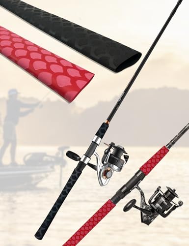 Accering Fishscale Pattern Heat Shrinkable Tube Rod Building Insulation for Cork Fishing Handle (φ15mm, L3.3ft, Black) - color: Black, size: φ15mm, L3.3ft