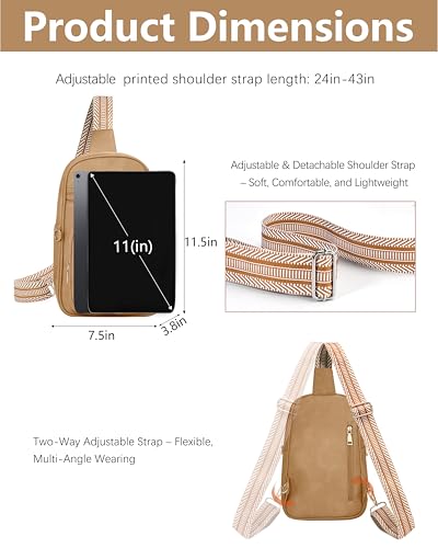 Anti Theft Crossbody Bags for Women RFID Leather Sling Purses,Crossbody Bags Travel Leather Fanny Pack for Women - color: Khaki