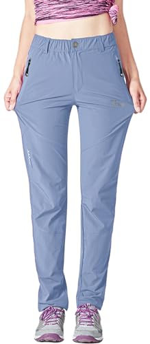 Rdruko Women's Hiking Pants Lightweight Quick Dry Water Resistant Outdoor Travel Fishing Pants with Pockets - color: Haze Blue, size: XX-Large