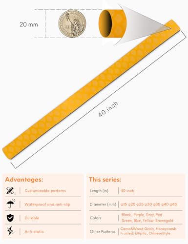 Accering Fishscale Pattern Heat Shrinkable Tubes Fishing Pole Shrink Wrap Flexible for Sports Racquets (φ20mm, L3.3ft, Yellow) - color: Orange, size: φ20mm, L3.3ft