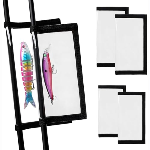 Fishing Lure Wraps, Fishing Hook Covers Durable Clear PVC Lure Covers Keeps Fishing Safe Easily See Lures Bait Storage Protector - color: Black, size: 2pcs Large+2pcs Medium