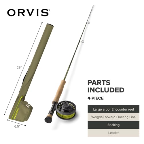Orvis Encounter Fly Rod Outfit - 4Pc Fishing Rod and Reel Combo with Smooth Performance, Complete with Reel, Line, Backing, & Leader for Young Anglers - size: 6-Weight, 9'