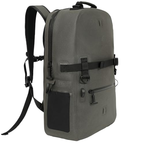 Breakwater Supply™ Fogland Waterproof IP68 Submersible Backpack | Laptop Sleeve & Airtight Zippers for Work, Travel, Outdoors, Boating, Hiking, Floating Dry Bag, Unisex, TPU (Charcoal, 25L) - color: Charcoal, size: 25L