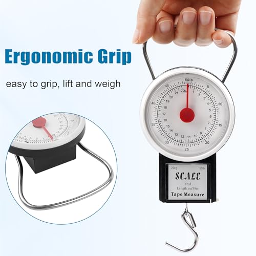 Mechanical Hanging Scale Multi-Purpose Portable Spring Dial Weight Scale with Tape Measure for Fishing Kitchen Farms