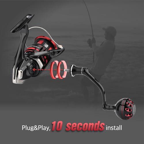 GOMEXUS Power Handle for Shimano Stradic FL FM Stella Vanford Vanquish Nasci Twinpower 1000-5000 Spinning Reel Replacement Crank - color: Black Red