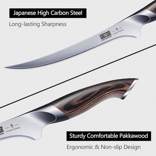 HOSHANHO Fillet Knife 9 Inch, Super Sharp Boning Knife in High Carbon Stainless Steel, Professional Japanese Fish Knives for Meat Poultry Cutting - size: 9"