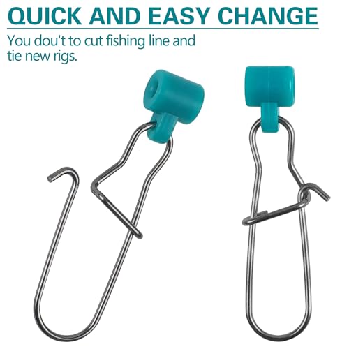 Sinker Slides for Fishing,Fishing Line Sinker Slides with Duo Lock Sinkers Weight Silder Sleeve Swivel Duo Lock Snaps for Saltwater Surf Bottom Fishing Fish Fider Rig Catfish Rig - color: Green Duo-Lock Snap, size: 100 Pack