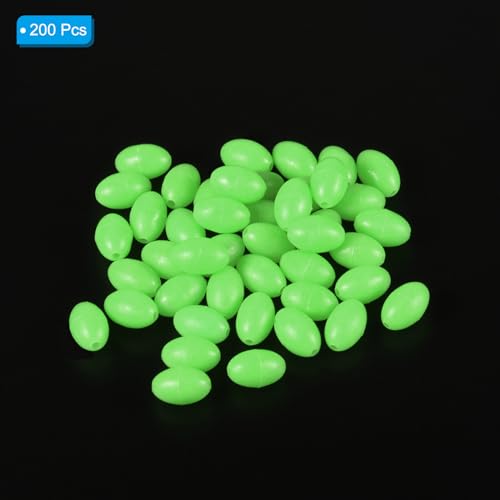 PATIKIL Glow Fishing Beads Soft Plastic Oval Rubber Luminous Fishing Bait Eggs Rig Bead Tackle Lures Accessories with Storage Box - color: Green, size: 12x8mm