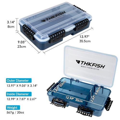 THKFISH Fishing Tackle Box 3600 Tackle Tray Floating Fishing Lure Box Storage Organizer Small Plastic Box with Adjustable Dividers,Sun-proof 2PCS - color: 2PC-3700 deeper tackle box