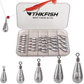 THKFISH Fishing Weights Sinkers Set, 28PCS Fishing Sinker Drop Shot Weights Kit,Drop Shot Rig Wacky Hooks for Saltwater Freshwater Bass Fishing - size: D-28pcs-Waterdrop Shape