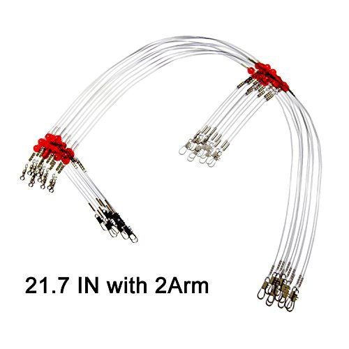 Mono Fishing Leader Rigs with Swivel Snaps Saltwater Surf Fishing Bottom Rigs High Strength Drop Fishing Rig 1 Arm and 2 Arm Nylon Leader Wire Leader Rigging for Lures Bait Hooks - size: 21.7inch wirh 2 Arms
