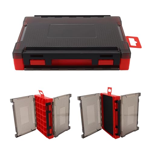 Fishing Accessories Storage Box, Double Sided Tackle Boxes Hook Organizer, Fishing Lure Case for Lure Bait Accessories (Red) - color: Red