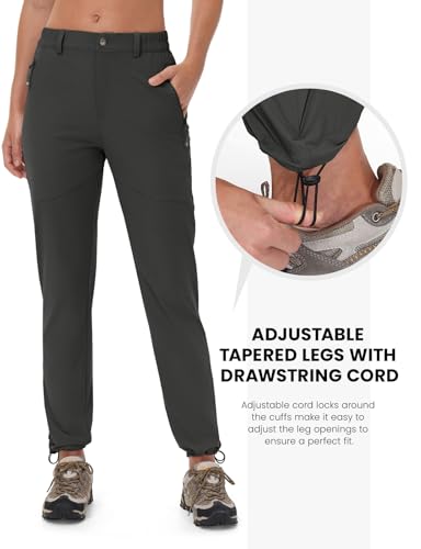 Rdruko Women's Hiking Pants Lightweight Quick Dry Water Resistant Outdoor Travel Fishing Pants with Pockets - color: 02 Dark Grey, size: X-Large
