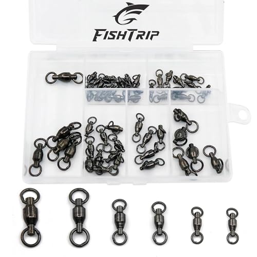 FishTrip 30/50 Pack Ball Bearing Fishing Swivels, High Strength Stainless Steel Swivels Fishing Tackle Solid Welded Rings Barrel Swivels Fishing Connectors for Saltwater Freshwater Size 0#-10# - size: Assorted_50PCS