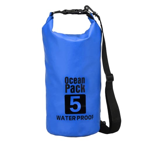 Waterproof Dry Bag, 5L Fit for Women Men Water Proof Bags Lightweight Dry Storage Floating Backpack with Whistle for Travel Backpacking Boating Kayaking Camping (Blue) - color: Blue, size: 5L