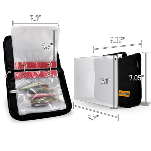 Dr.Fish Soft Bait Binder 10 Pieces PVC Bag Fishing Lure Storage Tackle Wallet Waterproof Heavy Duty Buckle Corrosion Resistant Zipper Worms Snell Hooks Sinkers Rig - color: Soft Binder Bag(10 Pockets, 9X7")