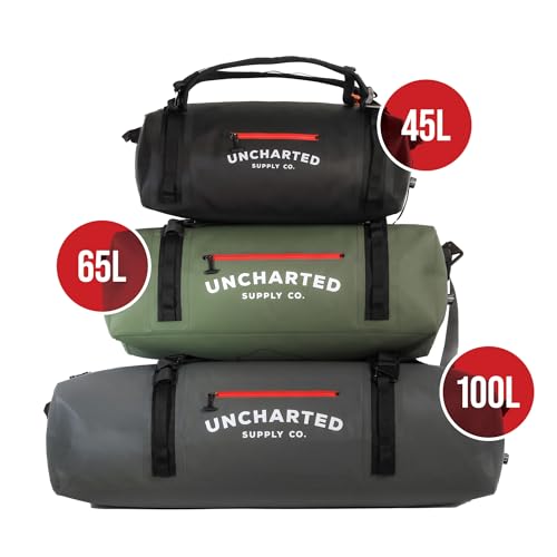 Uncharted Supply Co. The Vault Waterproof Duffel Bag - Airtight bag with Backpack Straps, Carry-On Size, Perfect for travel, boating, camping, recreation. (Black, 100L) - color: Black, size: 100L
