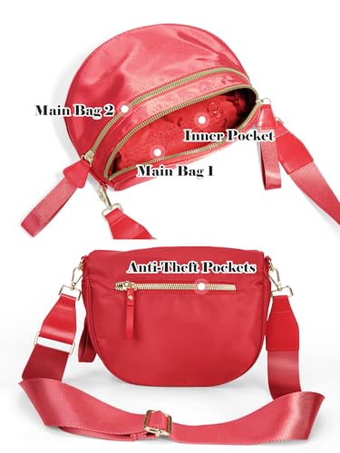 Pure Colour Crossbody Bag Bum Bag for Women,Spacious Purse Fanny Packs Belt Bag,Oversized Bum Bag (Colour Bum Bag-Red) - color: Colour Bum Bag-Red