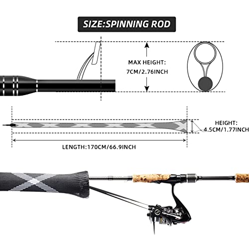 SF Fishing Rod Sock Fishing Rod Sleeve Rod Cover Braided Mesh Rod Protector Pole Gloves Fishing Tools for Spinning Fishing Rod,Casting Rod,Musky Rod, Ice Rod, Fly Rod, Spey Rod - color: Black-white-2pcs, size: Fit Casting Rod 6-1/2 FT to 7-1/2 FT