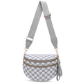 Pure Colour Crossbody Bum Bags for Women Spacious Checkered Cross body Bag Nylon Trendy Fanny Pack for Travel - color: Light Grey Checkered