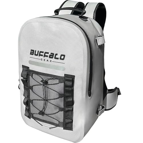 Buffalo Gear Waterproof Fishing Backpack With Rod Holder, 26L Fly Tackle Storage for Fishing